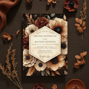 Invitation Mariage Floral Romance Crépuscule Bourgogne