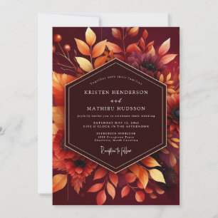Invitation Mariage Floral Romance d'Automne en Bourgogne
