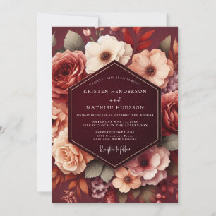 Invitation Mariage Floral Romance d'Automne en Bourgogne
