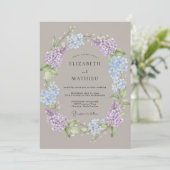 Invitation Mariage Floral Romance Hydrangea Pervenche (Debout devant)