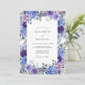 Invitation Mariage Floral Romance Hydrangea Violette (Debout devant)