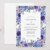 Invitation Mariage Floral Romance Hydrangea Violette (Devant / Derrière)