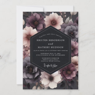 Invitation Mariage Floral Romance Profondement Prune