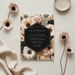 Invitation Mariage Floral Romance Rouge Clair à la Crème