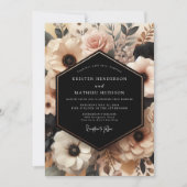 Invitation Mariage Floral Romance Rouge Clair à la Crème (Devant)