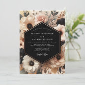 Invitation Mariage Floral Romance Rouge Clair à la Crème (Debout devant)