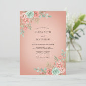 Invitation Mariage Floral Romantique à la Pêche (Debout devant)