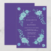 Invitation Mariage Floral Romantique Améthyste (Devant / Derrière)