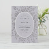 Invitation Mariage Floral Romantique Argent (Debout devant)