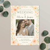 Invitation Mariage floral romantique avec Roses de pêche douc