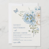 Invitation Mariage floral romantique bleu Dusty (Devant)