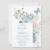 Invitation Mariage floral romantique bleu Dusty (Devant)