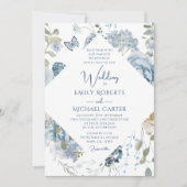 Invitation Mariage floral romantique bleu Dusty (Devant)