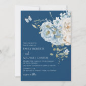 Invitation Mariage floral romantique bleu Dusty (Devant)