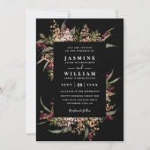 Invitation Mariage Floral Romantique Bohème avec Code QR (Devant)