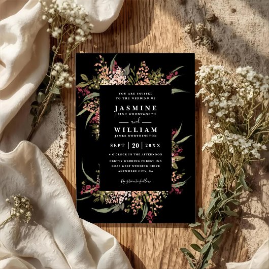 Invitation Mariage Floral Romantique Bohème avec Code QR
