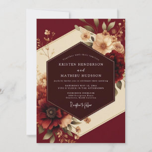 Invitation Mariage Floral Romantique Bourgogne
