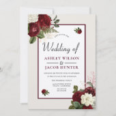 Invitation Mariage floral romantique de Bourgogne (Devant)