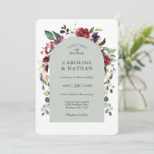 Invitation Mariage floral romantique Dusty Sage Arch (Debout devant)