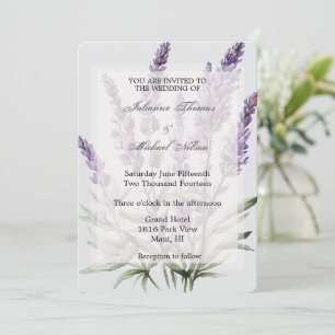 Invitation Mariage floral romantique gris violet lavande