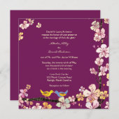 Invitation Mariage floral romantique Inséparable de Sangria (Devant / Derrière)