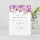 Invitation Mariage floral romantique Lilac Gold (Debout devant)