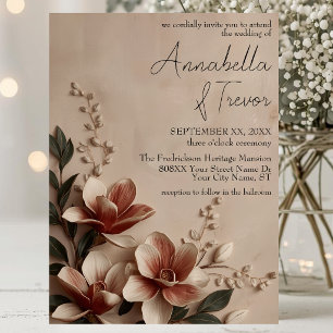 Invitation Mariage Floral Romantique Magnolia Vintage