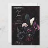 Invitation Mariage floral romantique Moody foncé (Devant)