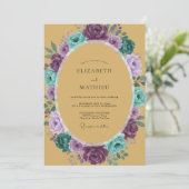 Invitation Mariage Floral Romantique Ocre (Debout devant)