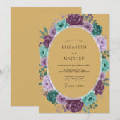 Invitation Mariage Floral Romantique Ocre (Devant / Derrière)