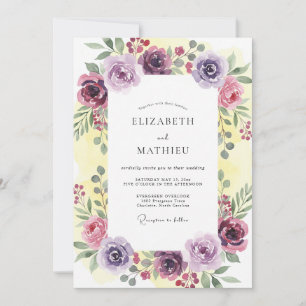 Invitation Mariage Floral Romantique Rêveur Lavande