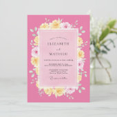 Invitation Mariage Floral Romantique Rose (Debout devant)