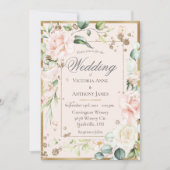 Invitation Mariage floral romantique rose (Devant)