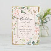Invitation Mariage floral romantique rose (Debout devant)