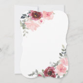 Invitation Mariage floral romantique rose et bordeaux (Dos)