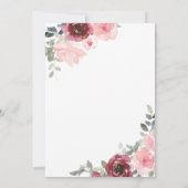 Invitation Mariage floral romantique rose et bordeaux (Dos)