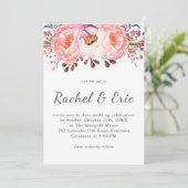 Invitation Mariage floral romantique rose pâle rose (Debout devant)