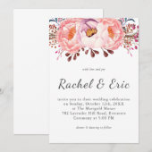 Invitation Mariage floral romantique rose pâle rose (Devant / Derrière)