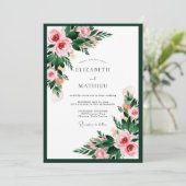 Invitation Mariage Floral Romantique Vert Forêt (Debout devant)
