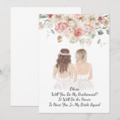 Invitation Mariage floral rose (Devant / Derrière)