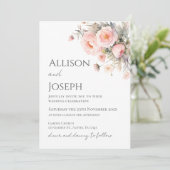 Invitation Mariage Floral Rose  (Debout devant)