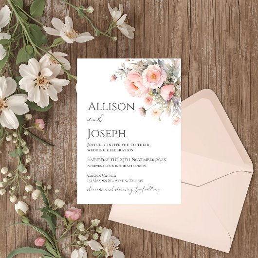 Invitation Mariage Floral Rose 