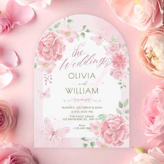 Invitation Mariage floral rose
