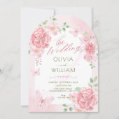 Invitation Mariage floral rose (Devant)