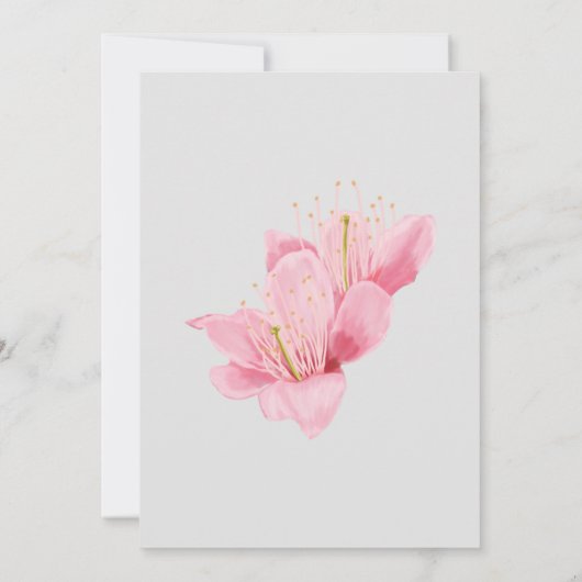 Invitation Mariage floral rose à la floraison des cerisiers (Dos)