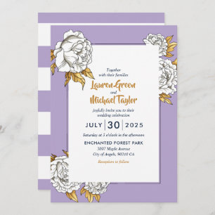 Invitation Mariage floral rose blanc pourpre