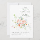 Invitation Mariage floral rose blanc romantique (Devant)