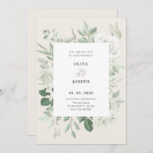 Invitation Mariage floral rose blanche (Devant / Derrière)