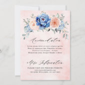 Invitation Mariage floral rose bleu marine (Dos)
