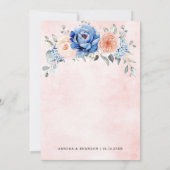 Invitation Mariage floral rose bleu marine (Dos)